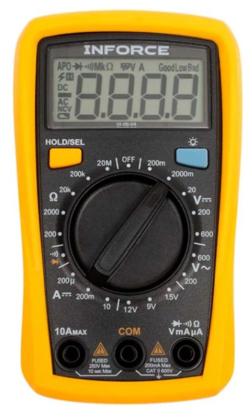 Изображение товара Мультиметр Inforce 01-05-04 портативный цифровой с подсветкой и защитой
