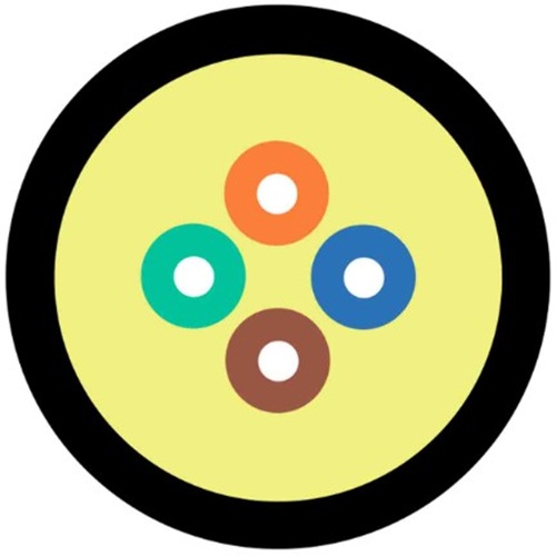 

Кабель волоконно-оптический 50/125, 4 волокна TELCORD FK-D-IN/OUT-503-4-HFFR-BK распределительный (Distribution), универсальный (IN/OUT), MM (OM3), HF, FK-D-IN/OUT-503-4-HFFR-BK