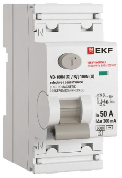 

УЗО EKF E1026MS50300 ВД-100N (S) 2P 50А 300мА AC эл-мех 6кА PROXIMA, E1026MS50300