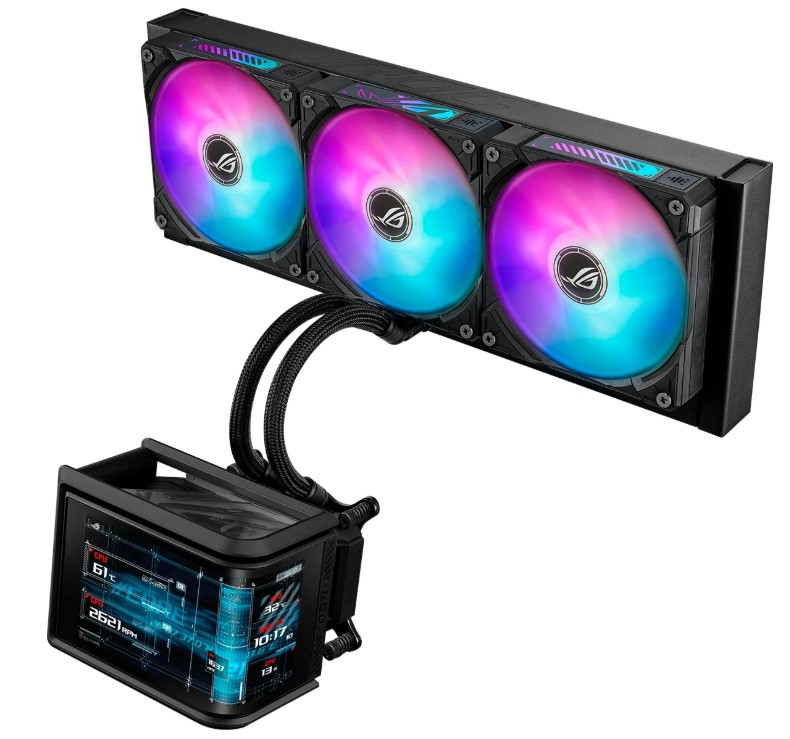 

Система охлаждения жидкостная ASUS ROG RYUO IV SLC 360 ARGB LGA115x/1200/1700/1851/AM4/AM5 (3*120mm, 800-2650rpm, 71.44CFM, 39.6dBa), ROG RYUO IV SLC 360 ARGB