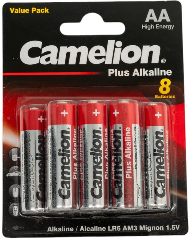 

Батарейка Camelion Plus Alkaline LR6 5+3 CAMELION 14133 (пальчиковая батарейка АА 1.5В) (упак. 8 шт.), Plus Alkaline LR6 5+3