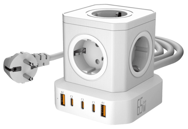 Изображение товара Сетевой фильтр AGNI TP-VE5U5E-C-2m-white 5 розеток USB Type‑C защита