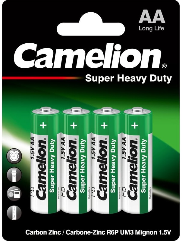 

Батарейка Camelion Green R6 BL-4 CAMELION 1669 (R6P-BP4G, пальчиковая батарейка АА 1.5В) (упак. 4 шт.), Green R6 BL-4