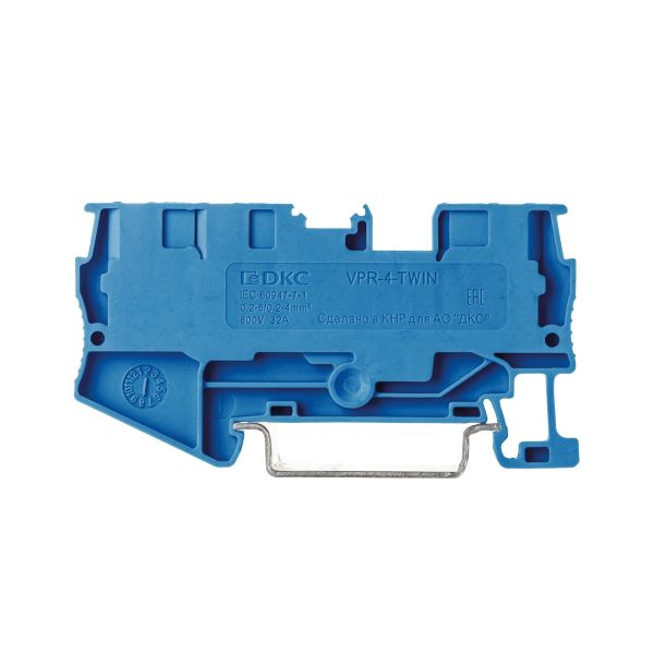 

Клемма проходная DKC VPR-4-TWIN-BU зажим push-in, 3 точки подключения, 4 кв.мм, синяя, "Nuputuk", VPR-4-TWIN-BU