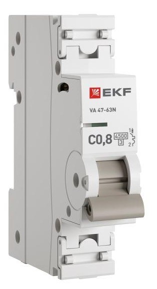 

Автоматический выключатель EKF M63410T8C 1P 0,8А (C) 4,5kA ВА 47-63N PROxima, M63410T8C