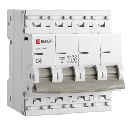 

Автоматический выключатель EKF M636406C 4P 6А (C) 6кА ВА 47-63N PROxima, M636406C