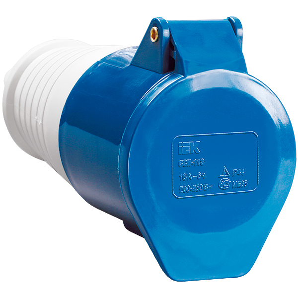 

Розетка IEK PSR21-032-3 кабельная 32А 2Р+E IР44 переносная 250В 023, PSR21-032-3