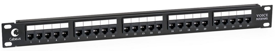 

Патч-панель Cabeus PL-25-TEL-Toolless 19" (1U), 25 портов, RJ-11 (6P4C), PL-25-TEL-Toolless