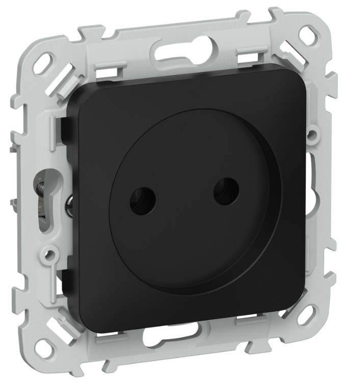 

Розетка без заземления IEK FI-R10-10-1-K02 FLITE без защитных шторок безвинтовое крепление 10А РС01-1-ФлЧ черный, FI-R10-10-1-K02