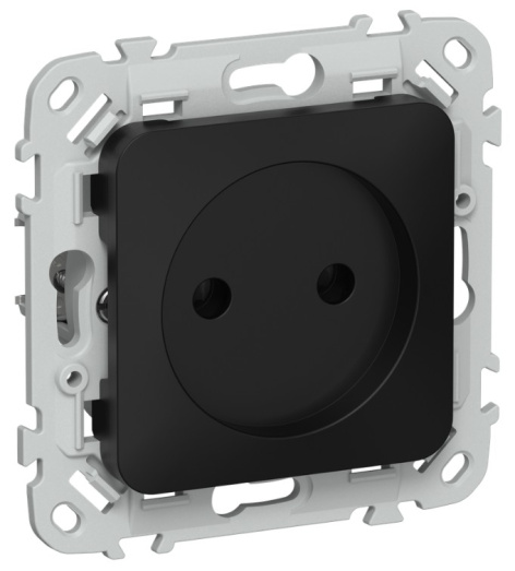 Изображение товара IEK FI-R10-10-1-K02 - розетка без заземления, IP20, черный, 1 гнездо, встроенный монтаж