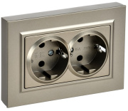 фото Розетка двухместная с заземлением  IEK BR-R27-16-K37-F