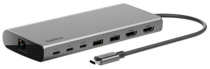 Разветвитель Belkin INC015BTSGY-CZ Connect Universal USB-C 8-in-1 Dual Display Core Hub. Цвет: серый космос