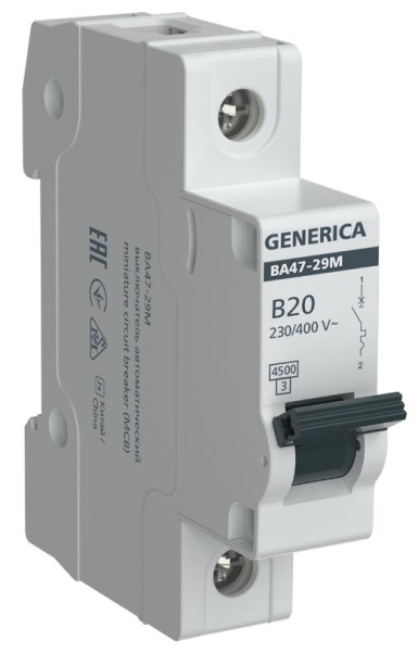 Изображение товара Автоматический выключатель GENERICA MVA21-1-020-B-G
