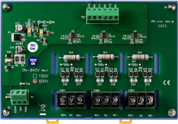 Изображение товара Плата ICP DAS DN-843V-600V триканальный измеритель высокого напряжения