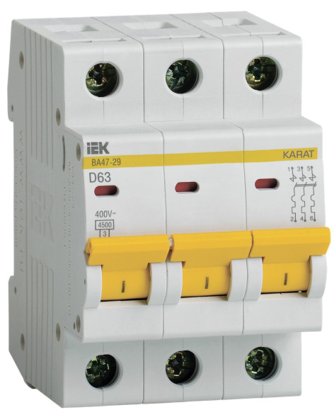 Изображение товара Автоматический выключатель IEK MVA20-3-063-D для защиты от сверхтоков