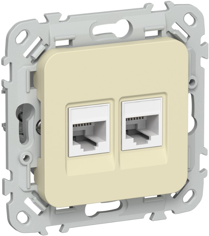 

Розетка компьютерная IEK FI-K22-1-K87 FLITE 2-местная RJ45 категория 5Е UTP РК5е-2-0-ФлН навахо, FI-K22-1-K87