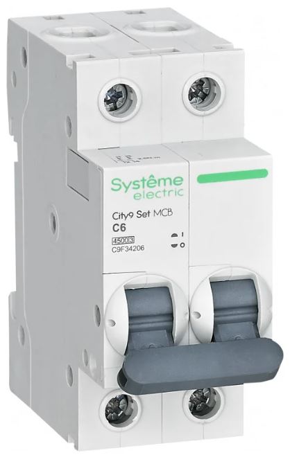 

Автоматический выключатель Systeme Electric C9F34206 City9 Set С 6А 2P 4.5kA 230В, C9F34206