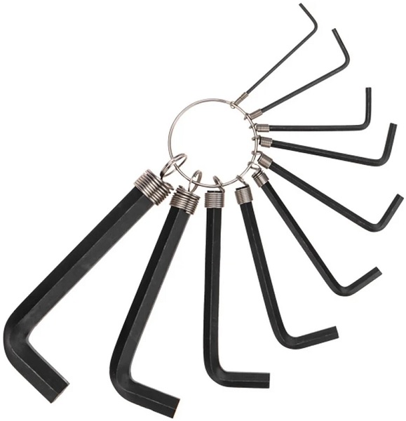 

Набор ключей KRANZ KR-12-5201 имбусовых HEX 1,5-10 мм, CrV, 10 шт., оксидированные, на кольце, KR-12-5201