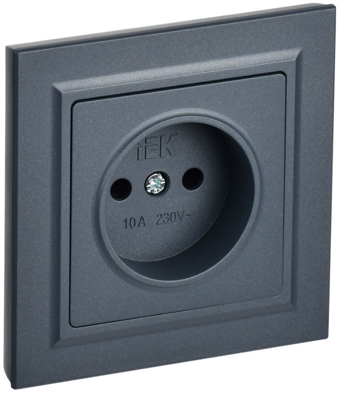 

Розетка без заземления в сборе IEK BR-R10-10-K35-F BRITE без защитных шторок 10А РСР10-1-0-БрМ Маренго, BR-R10-10-K35-F