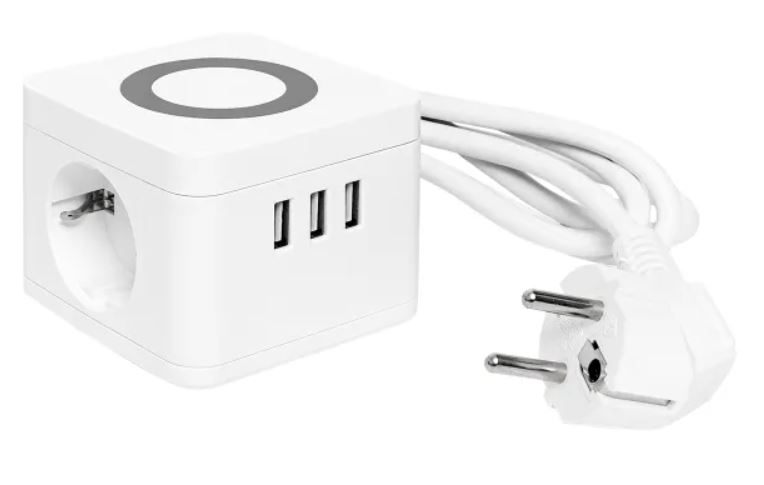 

Удлинитель EKF UBA-CUB-3-WC "Куб" 2 гнезда 3USB 2,4А+зарядное устройство 1,3 метра 1мм2, UBA-CUB-3-WC