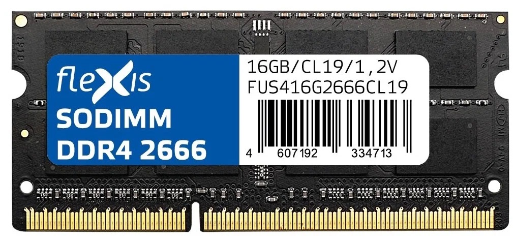

Модуль памяти SODIMM DDR4 16GB Flexis FUS416G2666CL19 PC4-21300 2666MHz CL19 1.2V, FUS416G2666CL19