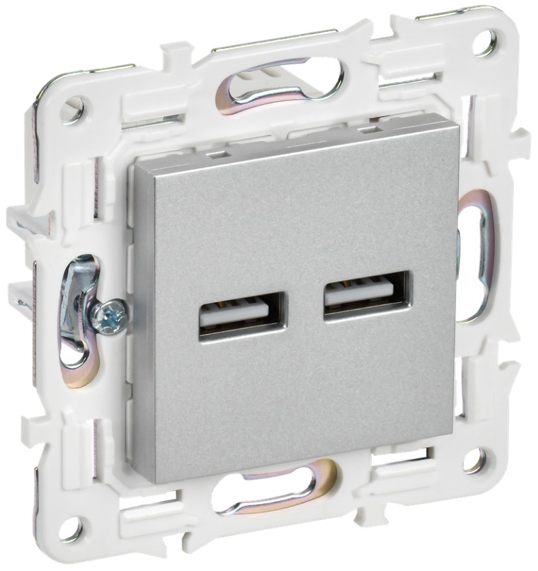 

Розетка USB IEK SK-U21-D31-K23 SKANDY тип A+тип A 3,1А SK-R15S серебряная, SK-U21-D31-K23