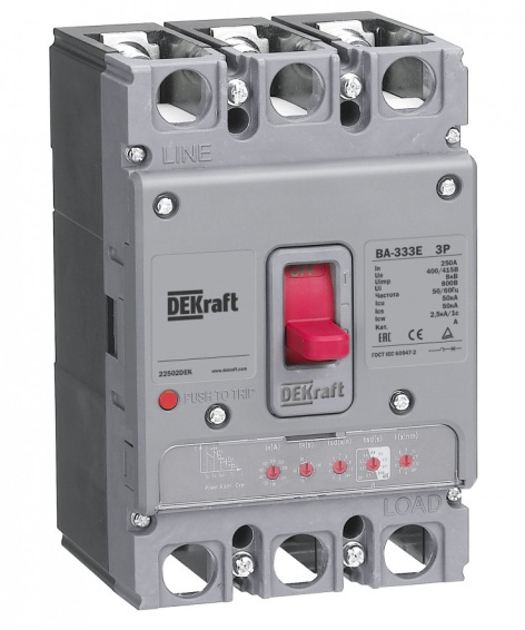 Изображение товара Автоматический выключатель DEKraft ВА-330Е с литым корпусом 3 полюса 160 А
