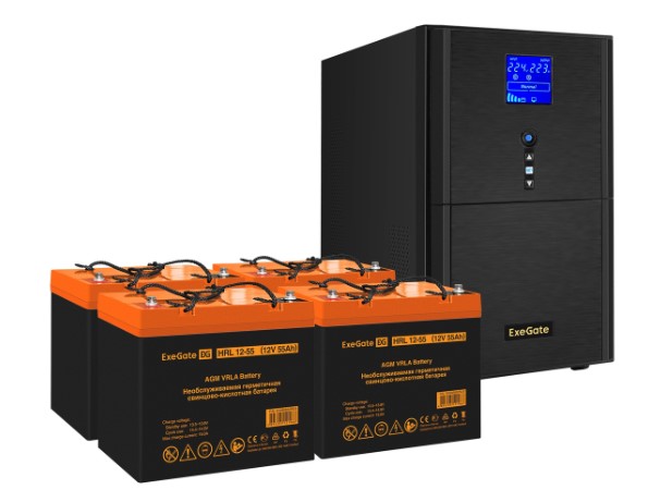 

Комплект Exegate SineTower SZ-3000.LCD.AVR.3SH.1C13.RJ.USB EX296866RUS ИБП EX295990RUS + батарея 55Aч EX285652RUS 4шт (инвертор, синус, для котла) 300, SineTower SZ-3000.LCD.AVR.3SH.1C13.RJ.USB