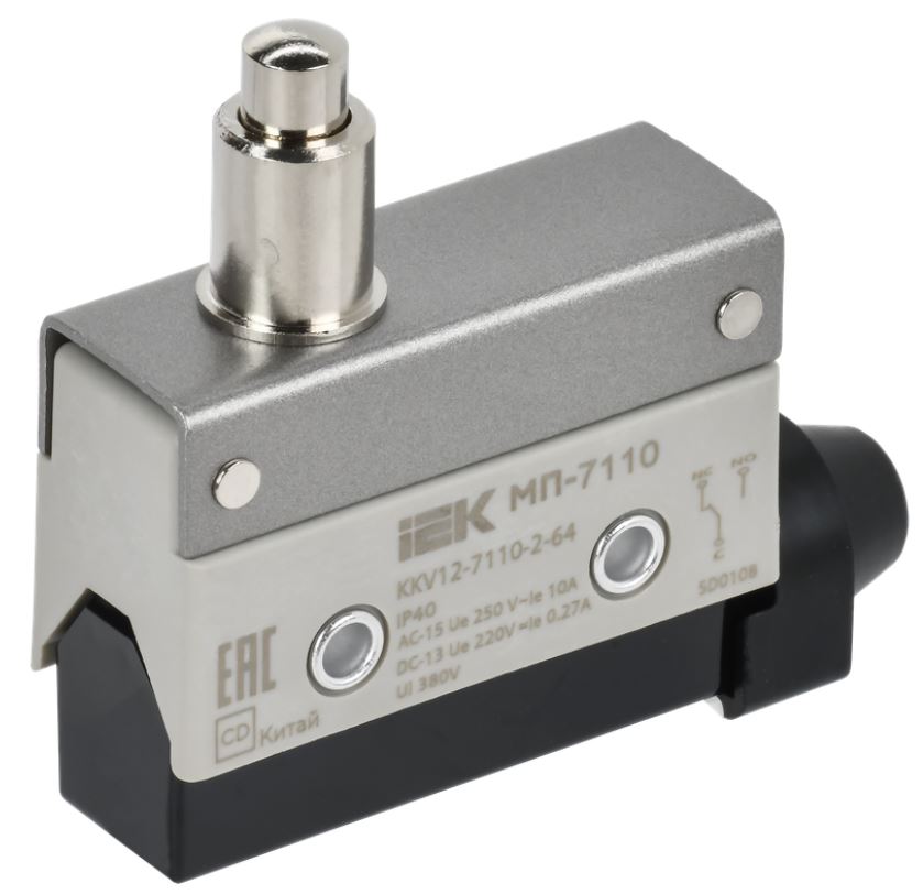 

Микропереключатель концевой IEK KKV12-7110-2-64 МП-7110 удлиненный толкатель IP40, KKV12-7110-2-64