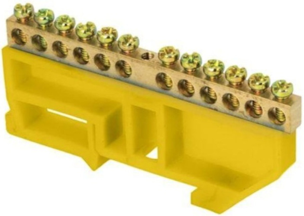 Изображение товара Шина для заземления и нулевых проводников EKF sn0-63-12-dz N6х9 12 отверстий ламинированная латунь