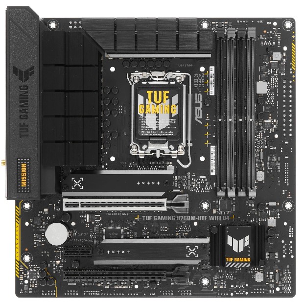 

Материнская плата mATX ASUS TUF GAMING B760M-BTF WIFI D4 90MB1E50-M1EAY0 (LGA1700, B760, 4*DDR4, 2*PCIe, 3*M.2, 4*SATA, WiFi, BT, HDMI, DP0, TUF GAMING B760M-BTF WIFI D4