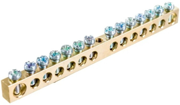 Изображение товара Шина IEK YNN10-14-100 для щитового оборудования 14 контактов латунь