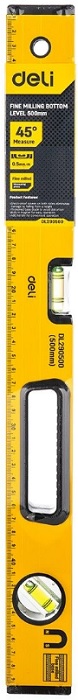 

Уровень строительный Deli DL290500 500мм, алюминиевый сплав, мягкие резиновые заглушки, магнит, измерение под углом 45°, DL290500