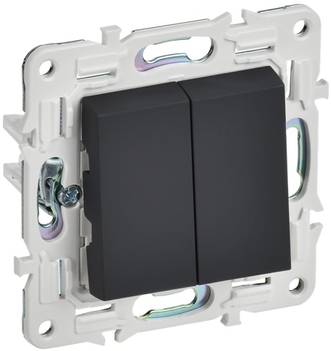 

Выключатель двухклавишный IEK SK-V20-0-10-K53 SKANDY 10А SK-V04G графит, SK-V20-0-10-K53