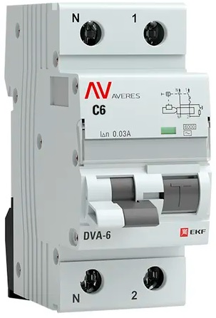 

Автомат дифференциальный EKF rcbo6-1pn-6C-30-ac-av DVA-6 1P+N 6А (C) 30мА (AC) 6кА AVERES, rcbo6-1pn-6C-30-ac-av