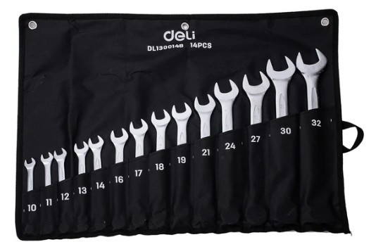 Изображение товара Набор ключей Deli DL130014B 14 шт универсальный для ремонта и строительства