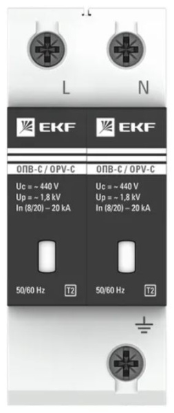 Изображение товара Ограничитель импульсных перенапряжений EKF opv-c2 400 В защита сети