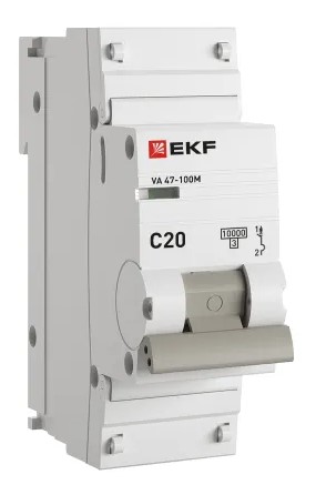 

Автоматический выключатель EKF mcb47100m-1-20C-pro 1P 20А (C) 10кА ВА 47-100M без тепл. расцепит. PROxima, mcb47100m-1-20C-pro