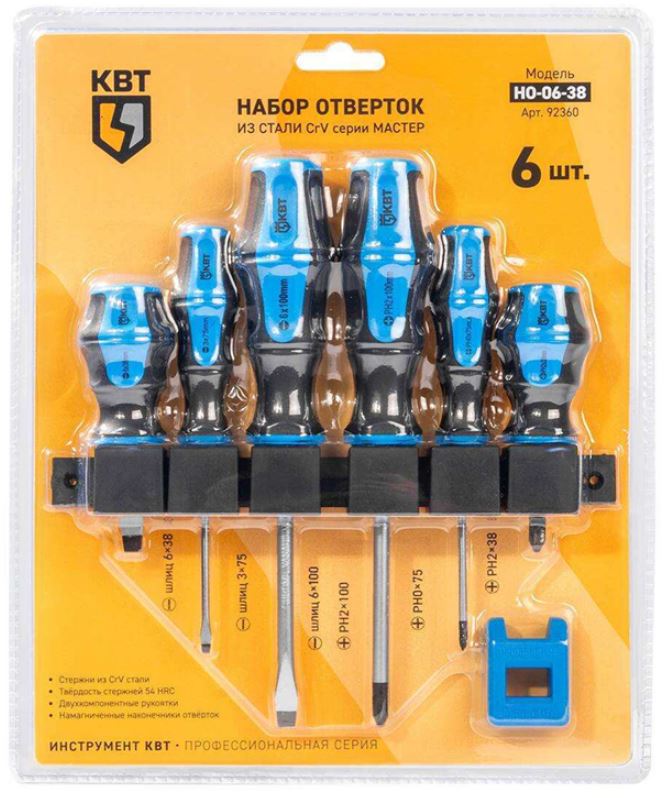 

Набор отверток КВТ 92360 НО-06-38 серия МАСТЕР, 92360