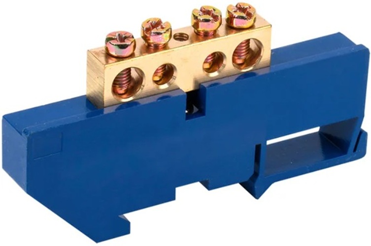 

Шина Rexant 11-2345 «N» нулевая с синим изолятором на DIN-рейку 8x12 мм стойка бол. 4 группы, 11-2345