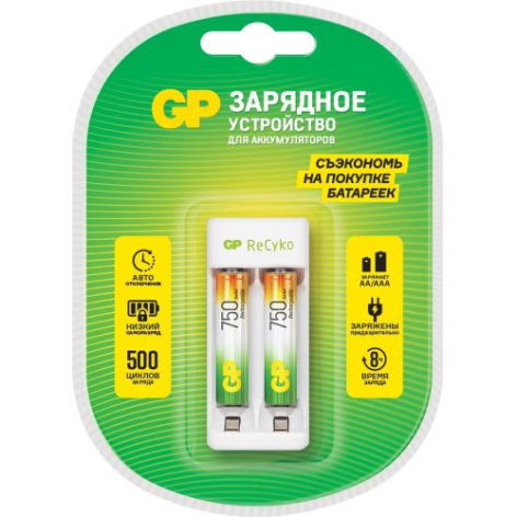 Изображение товара Зарядное устройство GP E211/75AAAHCCS-2CR1 для двух батареек АА и ААА