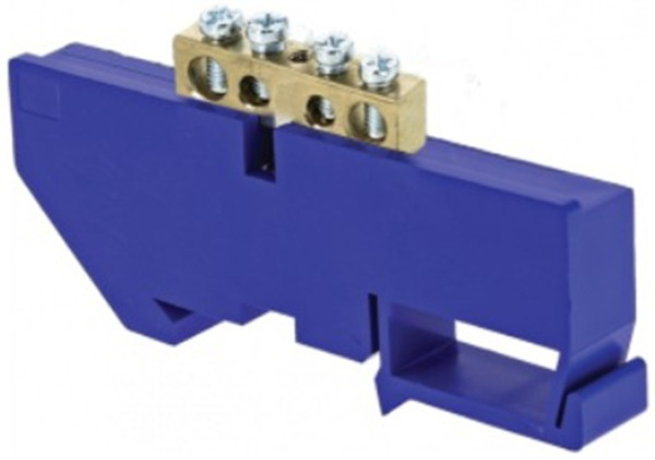 Изображение товара Шина нулевая EKF sn0-63-04-d для DIN-рейки латунь 4 отверстия