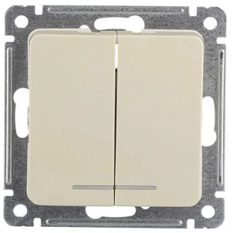 Изображение товара Выключатель двухклавишный HEGEL ВС10-452-01 с светодиодной подсветкой