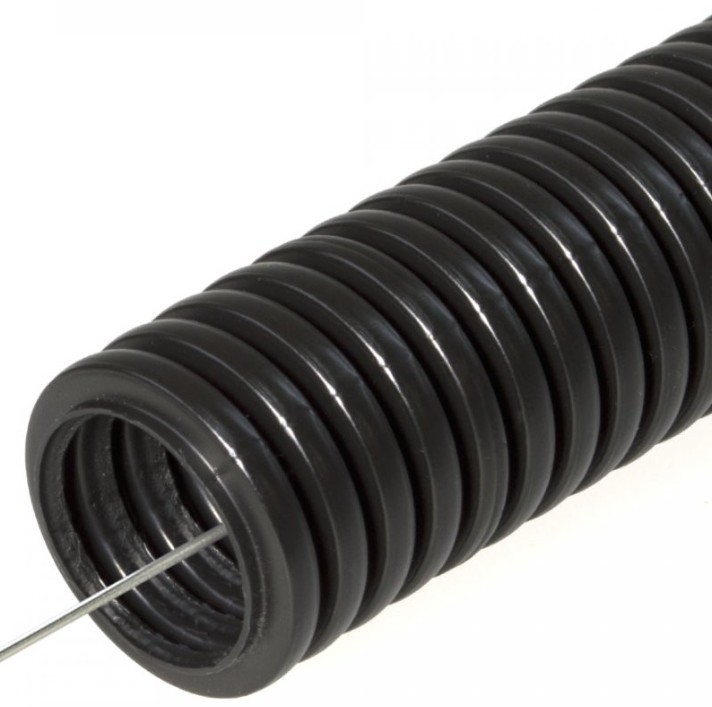 

Труба гофрированная лёгкая Промрукав 161559 ПНД 350 Н безгалогенная (HF) стойкая к ультрафиолету черная с/з д32 (25м), 161559