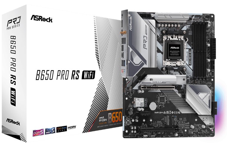 

Материнская плата ATX ASRock B650 PRO RS WIFI (AM5, AMD B650, 4*DDR5, 4*SATA, 3*M.2, WiFi, BT, 3*USB 3.2, 6*USB 2.0, Type-C, 2*PCIe, HDMI, DP), B650 PRO RS WIFI