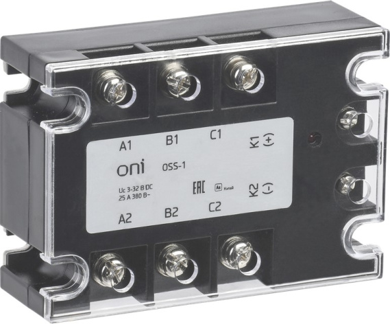 Изображение товара Реле твердотельное ONI OSS-1-3-25-B трехфазное 25А DC 32В монтажная плата