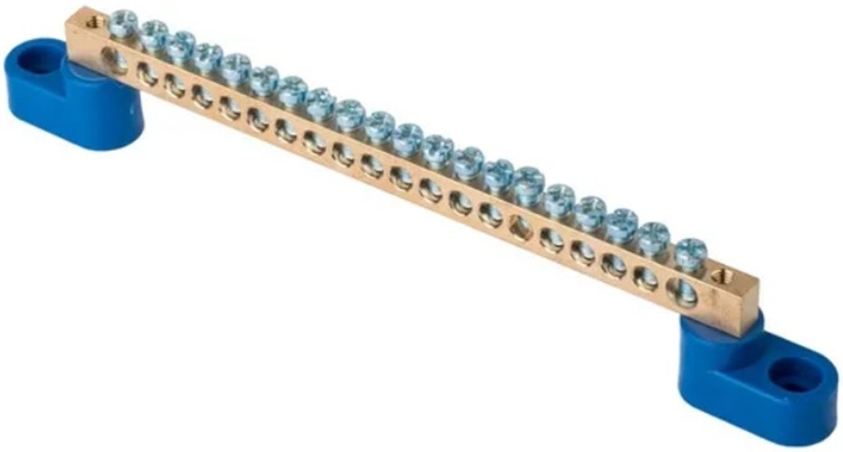 

Шина EKF sn0-2-63-20-r "0" N (6x9мм) 20 отв. латунь 2 синих угловых изолятора розн. стикер, sn0-2-63-20-r