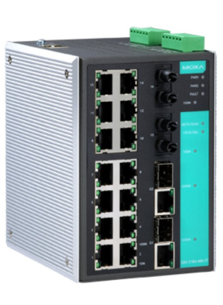 Изображение товара Коммутатор MOXA EDS-518A-MM-ST Управляемый L2 14+2x10/100 + 2xCombo Gigabit