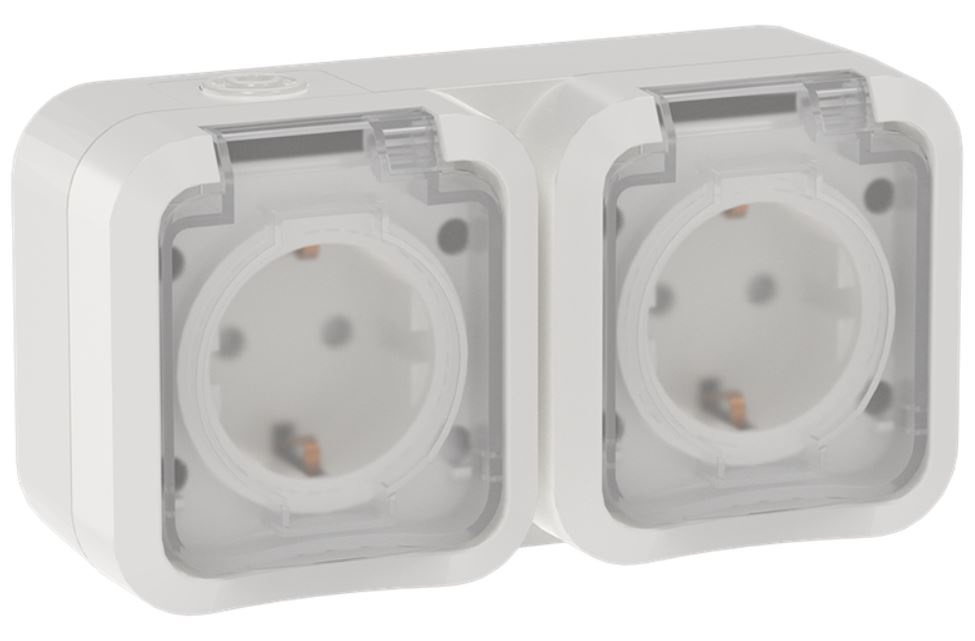 

Розетка двухместная с заземлением IEK TS-R26-16-55-G-K01 TORS горизонтальная 16А IP55 TS322 белый, TS-R26-16-55-G-K01