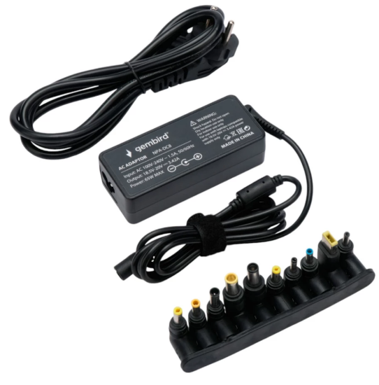 

Блок питания для ноутбука универсальный Gembird NPA-DC8 автоматический 18,5В-20В, 65Вт, 10 штекеров, NPA-DC8